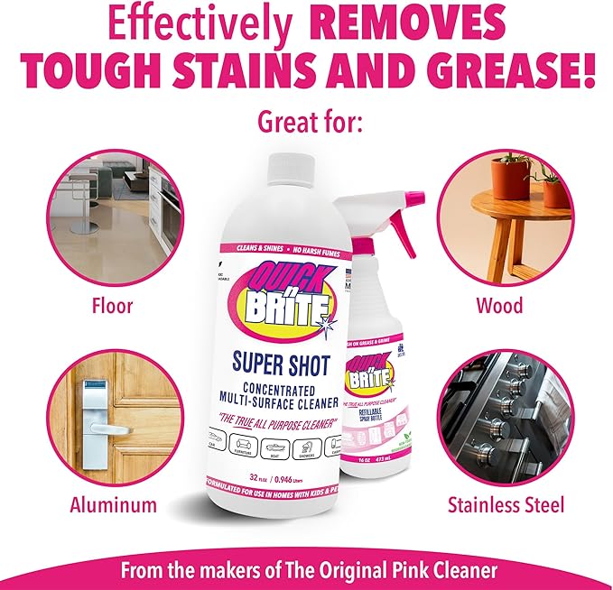 Quick 'n Brite Super Shot Liquid Cleaner, True All Purpose Cleaner, Concentrated, 32 oz