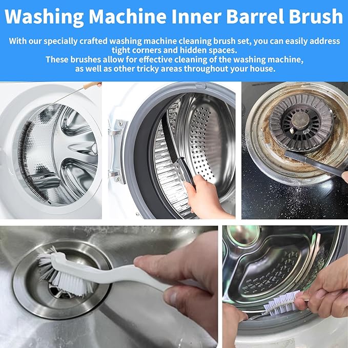 Washing Machine Crevice Cleaning Brush, 7 Pcs Cleaning Supplies Tools,Front Load Washer Machine Cleaner Accessories, 2 Pcs Drum Laundry Cleaner Brush and 5 Pcs Hard Brushes Crevice Parts Washer Brush
