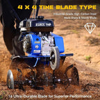 212CC 7HP Gas Tiller, 22" Adjustable Width, 4-Cycle Engine Cultivator with Instant Reverse, Heavy-Duty Steel Tines for Hard Soil, New Ground Breaking, Weed & Deep Cultivation (Blue)