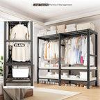 Foldable Portable Armoire Wardrobe Closet for Hanging Clothes Rack, Heavy Duty Covered Clothes Rack with Cover(HARDBOARD Magnetic), Closet Garment Rack for Bedroom Storage (KT Off-white, 59.05in)