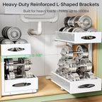 Under Sink Organizer, 2 Pack 2 Tier Pull out Cabinet Organizer Baskets with Mesh Sliding Drawers, Slide out Sink Storage Shelves for Kitchen, Bathroom, Pantry, Cabinet Organizers and Storage(White)