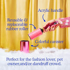 Reusable Lint Roller with Colorful Acrylic Handle & Display Case - Washable Sticky Rubber Surface for Pet Hair, Dust & Fuzz Removal - Sustainable Cleaner for Clothes, Furniture & Home