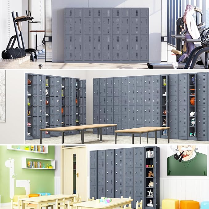 KAER Metal Lockers - 71" Height Steel Lockers for Employees with 6 Door Storage Locker for Employees Gym School Home Office Garage - Assembly Required
