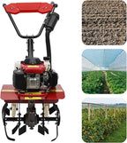 Garden Tiller Cultivator, 4-Stroke 63CC Gas Powered Tiller Cultivator Garden Yard Rototiller Tilling Tool Gas Tiller- Ideal with Long Handle for Plowing Turning Soil Ditching