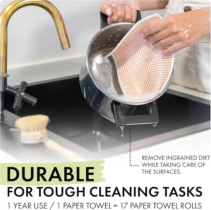 SUPERSCANDI Swedish Dishcloths With 100% Recycled Bioplastic Hanger, Reusable Paper Towels Washable 100 Times, Biodegradable, Super Absorbent Cleaning Cloth Dish Towel For Kitchen, 5-Pack Strawberries