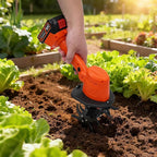 Cordless Mini Tiller Cultivator, 21V Electric Handheld Tiller for Gardening, Lightweight Soil Ripper Garden Tool with 1500mAh Battery & 10cm Tilling Width, Orange ABS Body, Ideal for Home Lawn, Yard