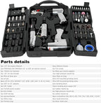 71-Piece Air Tool Kit, 1/2" Impact Wrench, 150mm Hammer, 1/4" Die Grinder, Ratchet Wrench, Air Compressor Tools with Full Accessories for Mechanics