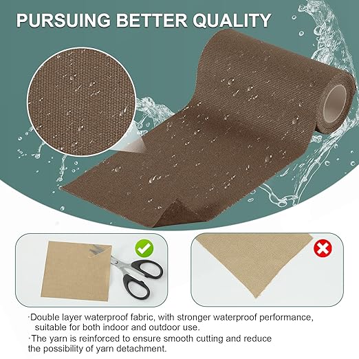 Canvas Repair Tape, 4×63 Inches Brown Waterproof Self-Adhesive Patch for Outdoor Gear, Durable and Weatherproof Fabric Tape for Boat Covers, Tents,Couch,Sofas, Sun Shades, Awnings, and Lounge Chairs