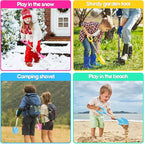 Dsmile 3Pcs Long Beach Shovels 16" Metal Kids Beach Spades Sand Shovels Toys with Wood Handle for Digging Shoveling Snow Sandbox Toys Set for Kids & Adults