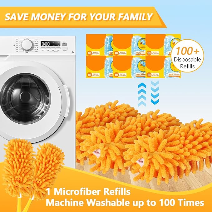 Reusable Duster Refill Compatible with Swiffer Duster Kit - Pet Heavy Duty Duster Refills Fit for Swiffer Extended Handle Duster - Microfiber 360 Duster Refills for Dusting Cleaning, 8 Pack