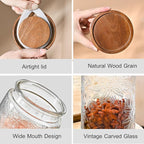 Adodeen 24oz Vintage Glass Canister With Lid Small Glass Jars Wide Mouth Mason Jars Airtight Coffee Canisters Kitchen Storage Containers For Sugar Tea Spice Flour Candy Cookie Cereal Cute Decorative