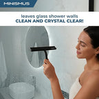 Minismus Shower Squeegee with Hook - Silicone Window Wiper - Shower Squeegee for Glass Doors - Glass Squeegee Bathroom Shower - Window Squeege (8.25 Inches, Black)