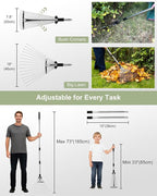 Leaf Rake Set: Adjustable Metal Leaf Rake with Expandable Head, 53 Gallon Reusable Collapsible Leaf Bag & Leaf Scoops Pick Up - Garden Leaf Collector Bag Holder Tools Lawn Yard Waste Cleaning