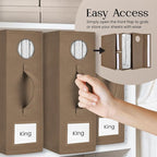 8 Pack Bed Sheet Organizer and Storage, Foldable Storage Bed Sheet Organizer for Linen Closet with Viewing Window & Label for Bedding Sheets & Blankets (Queen & King Size) Taupe