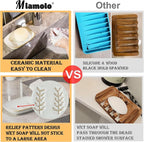 Soap Dish Bar Cleaner Dish for Shower, Ceramic Soap Dishes for Bar Shampoo or Sponge, Shower Soap Dish Soap Saver Tray for Bathroom Kitchen Sink, Easy to Clean