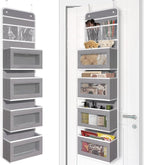 Over Door Organizer with 4 Large Capacity Pockets, Hanging Organizer Storage for Closet Bathroom Nursery Bedroom Dorm, Toys Cosmetics Sundries and Baby Essentials, Gray