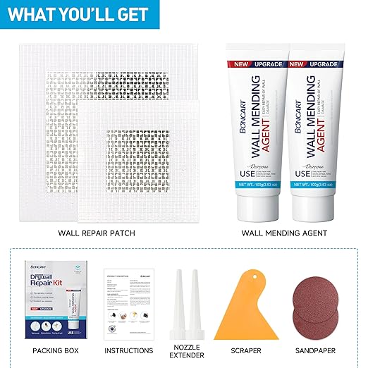 Spackle Wall Repair Kit, Drywall Repair Patch Kit,Wall Mending Agent Putty,Wall Repair Paste Plaster for Wall Crack/Nail Hole,Wall Repair Patch Kit with Scraper/Sandpaper