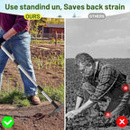 2-in-1 Heavy-Duty Weed Puller Tool with 5-Tine Rake – 30" to 60" Adjustable Handle, Hoes for Gardening, Hoe Garden Tools for Loosening Soil, Planting, Weeding