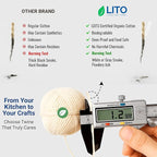 Organic Butcher’s Twine for Cooking & Trussing – 1.2mm Heavy-Duty Natural Cotton Kitchen Twine 200 Feet – Food-Safe, Oven-Safe String for Meat, Turkey, Baking, & Crafts