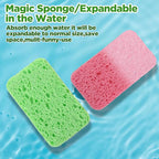 100 Pcs Kitchen Sponge Bulk Natural Sponges for Dishes Compressed Sponges Wood Pulp Cleaning Sponge Without Scratching for Kitchen Bathroom, 3.9 x 2.4 x 0.4 Inch (4 Colors)