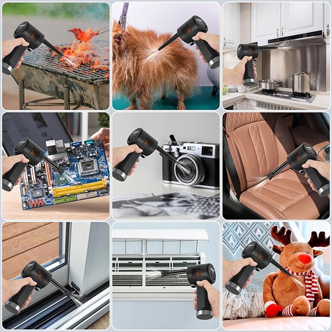 Svinkal Air Duster, Handheld Cordless Air Duster, Air Blower Rechargeable, Electric Compressed air Gun Battery Operation, for Cleaning Computer Keyboard Camera Lego Toys.