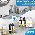 5-Pack Rustproof Stainless Steel Shower Caddy – No Drill Adhesive Bathroom Organizer with Large Capacity, Spacious Shower Shelves for Inside Shower, Kitchen & Home Decor Storage-XL Size