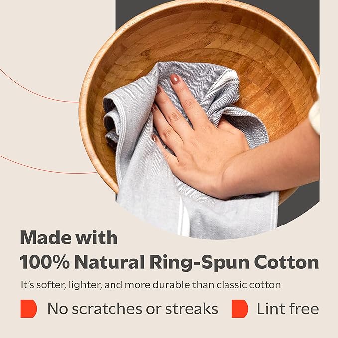 Zeppoli Classic Kitchen Towels - 15 Pack 100% Natural Cotton Towel Set, Reusable Wash Cloths, Absorbent Dish Towels, Machine Washable Hand Towels, Kitchen Essentials - 14” by 25” - Black