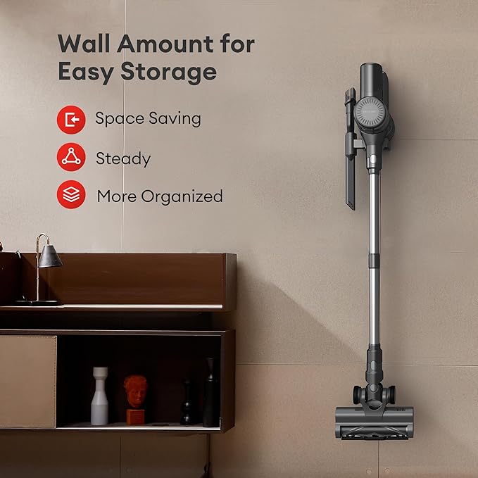 Ultenic Cordless Vacuum Cleaner, 550W 50Kpa Stick Vacuum with Car Dashboard Screen, Tangle-Free Brush for Pet Hair, Max 45mins Runtime, LED Display Tools for Hard Floor, Carpet, Car Cleaning, U12