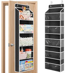 JARLINK Toy Stuffed Animal Storage, Over The Door Organizer W/Clear View Windows, 44lb Load, Baby Toy Storage Organizer for Nursery, Kid Bedroom, Newborn Baby Essentials (Black)