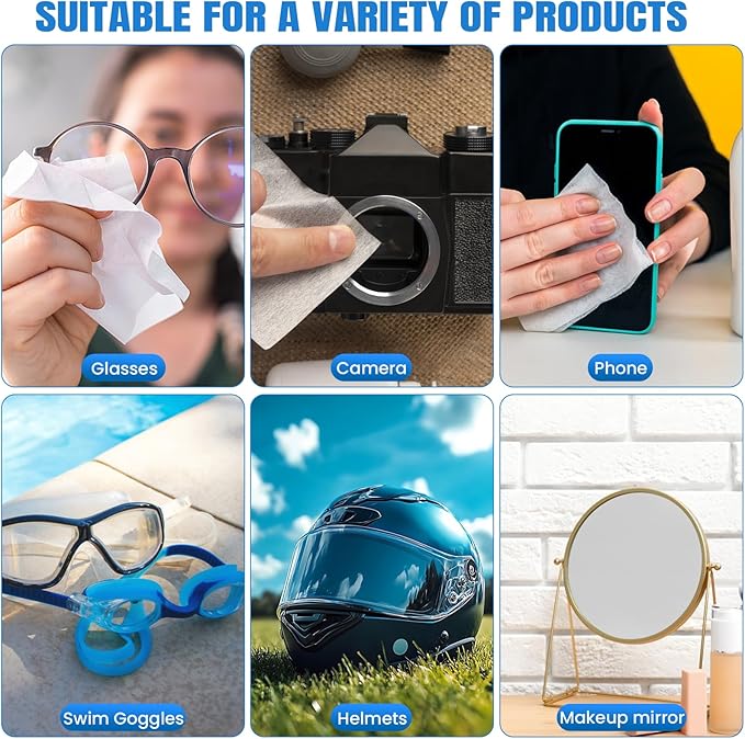 VOISEN Lens Wipes for Eyeglasses,800 Pack Eye Glasses Cleaner Wipes,Pre-Moistened Individually Wrapped Lens Wipes,Non-Scratching Non-Streaking,Safe for Eyeglasses, Goggles, Camera Lens, Phone