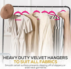 Techzoo Premium Velvet Hangers 50 Pack Ultra Thin Non Slip Adult Felt Space Saving Suit Hanger for Closet Heavy Duty Coat Pants Jackets Dress Hangers 360° Swivel Hook Hold Upto 10 lbs Dark Pink