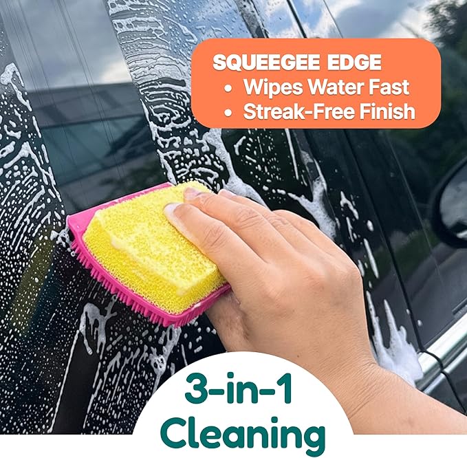 3-in-1 Silicone Scrubber Sponge with Squeegee – Non-Scratch Kitchen Sponge for Dishes, Sink & Bathroom, Quick-Dry, Reusable Cleaning Tool (Teal +Yellow)