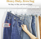 HOUSE DAY 50 Pack Skirt Hangers Pant Hangers with Clips, Clear Plastic Hangers for Pants, Skirts, Shorts, Versatile Use Clip Hanger, Retail Hanger