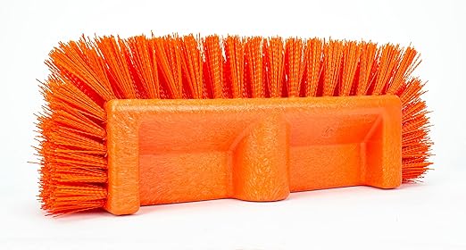 SPARTA Multi-Level Tile Scrub Brush 12" Wide Brush Head, Heavy-Duty Tile Cleaning Brush with End Bristles for Commercial Tiles, Tubs and Floor, Plastic, 12 Inches, Orange