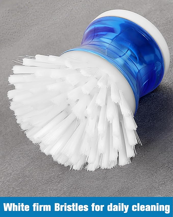 Dish Brush with Soap Dispenser for Dishes Pot Pan Kitchen Sink Scrubbing, White 2 Pack