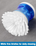 Dish Brush with Soap Dispenser for Dishes Pot Pan Kitchen Sink Scrubbing, White 2 Pack