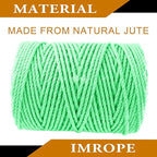 4mm x 500 Feet Light Green Jute Rope, Twine for Gardening Tomato Climbing Plant Tie Floristry Crafts Gift Wrapping Packing Decor