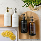 Glass Soap Dispenser Set by Janxin,Bathroom Soap Dispenser Set with Ceramic Tray,Luxury Bathroom Accessories,Modern Kitchen Decor (White+Silver(Hand Soap))