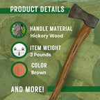 FORESTER Woodman 24in Wood Cutting Axe with Sheath - Multipurpose Axe with Hickory Handle for Wood Splitting and Chopping - Hand Forged Swedish Steel