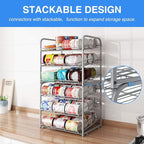 AIYAKA Can Rack Organizer, 3 Tier Stackable Can Storage Dispenser–12.2" D x 16.6" W x 14.5" H,for Food Storage, Kitchen Cabinets or Pantry, Storage for 36 Cans, Silver
