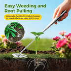 Gardening Hand Weeder Tools, 2025 New Weeding Artifact Uprooting Weeding Tool, 4-Teeth Garden Weed Puller Tool Stainless Steel Manual Weeders for Digging, Weed Removal