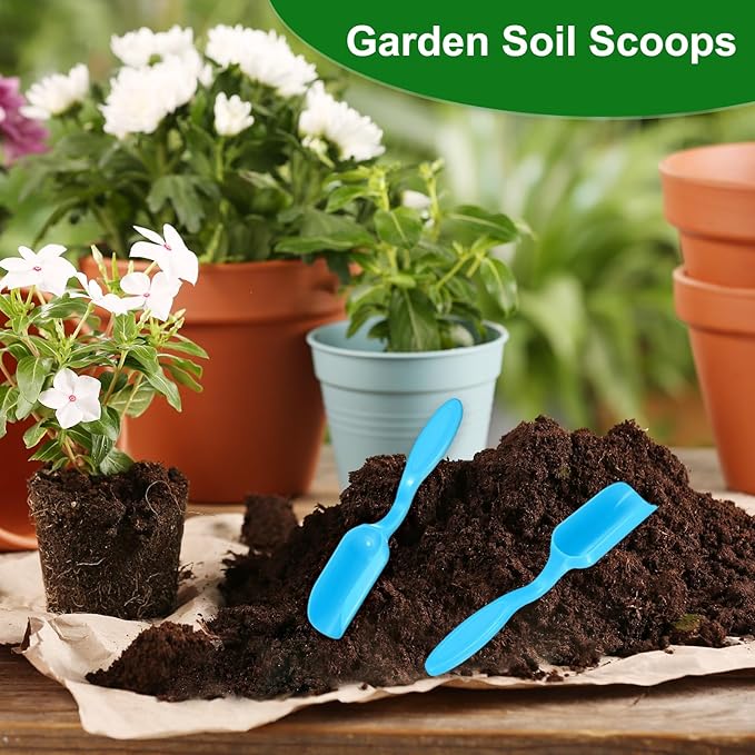 20-Pack Mini Gardening Shovel Spoons, Plastic Garden Soil Scoops for Cultivation Digging Transplanting/Flower Planting/Plant Succulent, Colorful Small Gardening Tools [Blue]
