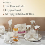 Branch Basics Premium Starter Kit in Glass: All Purpose Cleaner, Glass Cleaner, Bathroom Cleaner, Wash Bottle, and Laundry Bottle (3 Glass Spray Bottles + Concentrate) Fragrance-Free