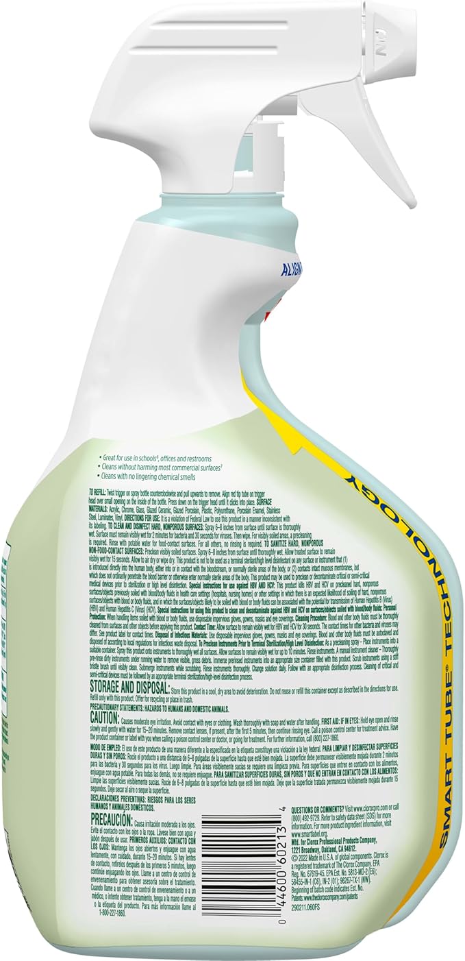 Clorox CloroxPro EcoClean Disinfecting Cleaner Spray Bottle, 32 Fluid Ounces