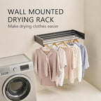 JOOM Laundry Drying Rack Collapsible, Wall Mounted Clothes Drying Rack, Retractable Drying Rack, 31.5" Wide, 5 Aluminum Rods, 60 lb Capacity (Black 31.5")