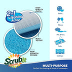 Scrub and Wipe Cleaning Sponges [10 Pack] – SCRUBIT Dual Sided Scouring Pad and Sponge - Reusable Kitchen Scrubbing Sponges for Dishes, Pots, Pans Utensils & Non-Stick Cookware (Blue)