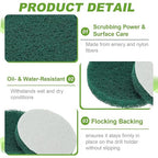 Power Scrub Pads, Scrubbing Pads 180 Grits Scouring Discs - Fitting for (Home Kitchen Cleaning - Drill Attachment - Scrubber Replacement) 8 Pcs & 4 Inch & Green