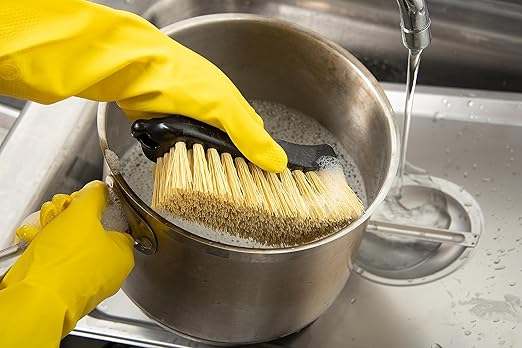 SPARTA Flo-Pac Hand Scrub Brush Utility Brush with Curved Back for Dishwashing, Kitchen, And Restaurants, Polypropylene, 6 Inches, Black
