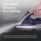Panasonic Dry and Steam Iron with Alumite Soleplate, Fabric Temperature Dial and Safety Auto Shut Off – 1700 Watt Multi Directional Iron – NI-W950A, Purple