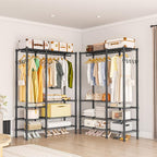 Heavy Duty Garment Rack, Metal Freestanding Closet Wardrobe Clothes Racks for Hanging Clothes, 4 Tiers Adjustable Wire Shelving, 44.9'' L x 16.5'' W x 76.8 '' H, Max Load 850LBS, Black